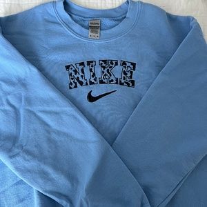 Blue Cow Print Nike Crewneck